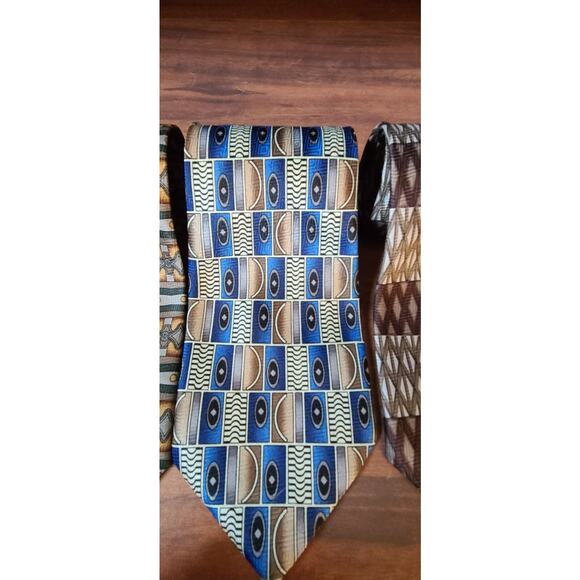 LOT OF 4 Fratello handmade Geometric Ties Browns and blues - Picture 5 of 8